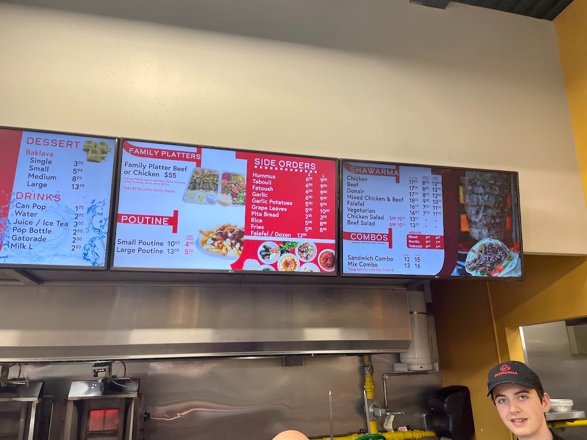 JJ's Shawarma Menu - Shawarma & Combos