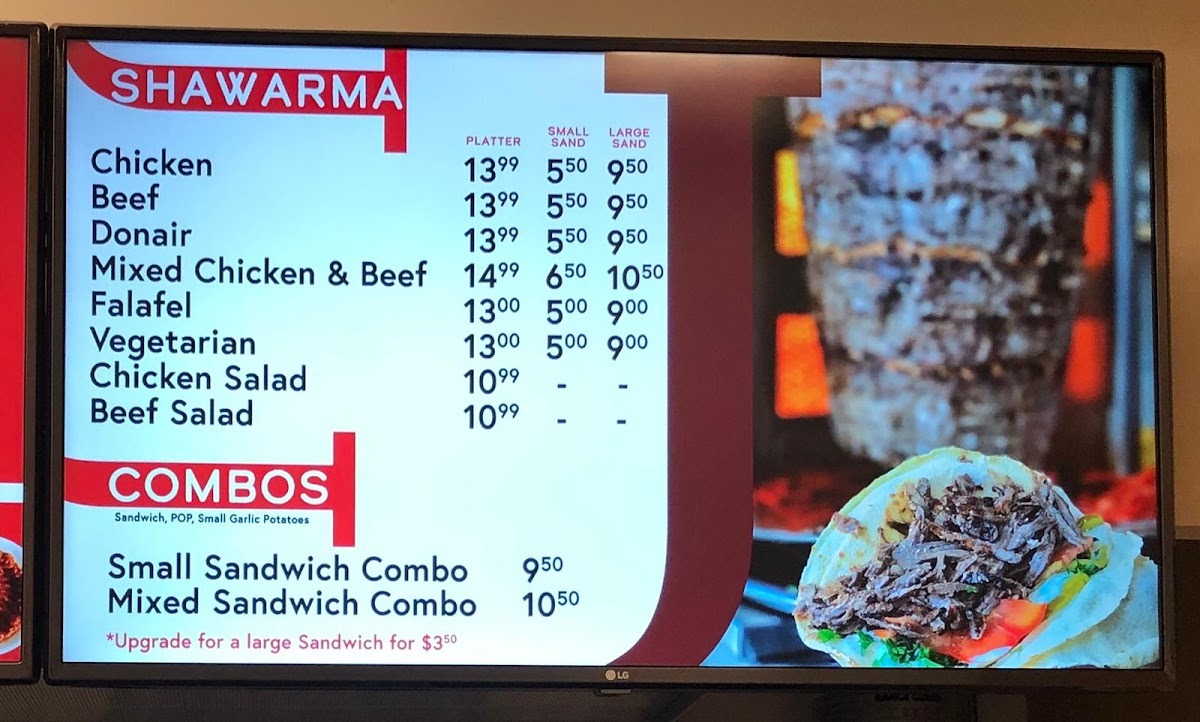 JJ's Shawarma Menu - Restaurant View